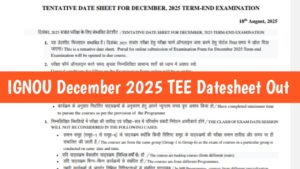 IGNOU December 2025 TEE Date Sheet