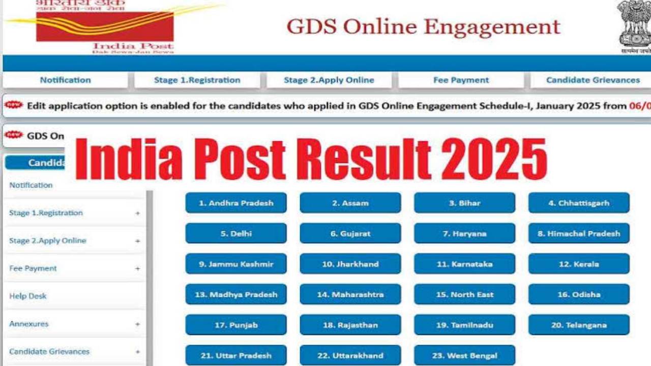 India Post Department Seventh Merit List 2025 - Issue Date